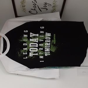 Women's Sz Medium Isagenix Black White 3/4 Slv Baseball Logo Tshirt